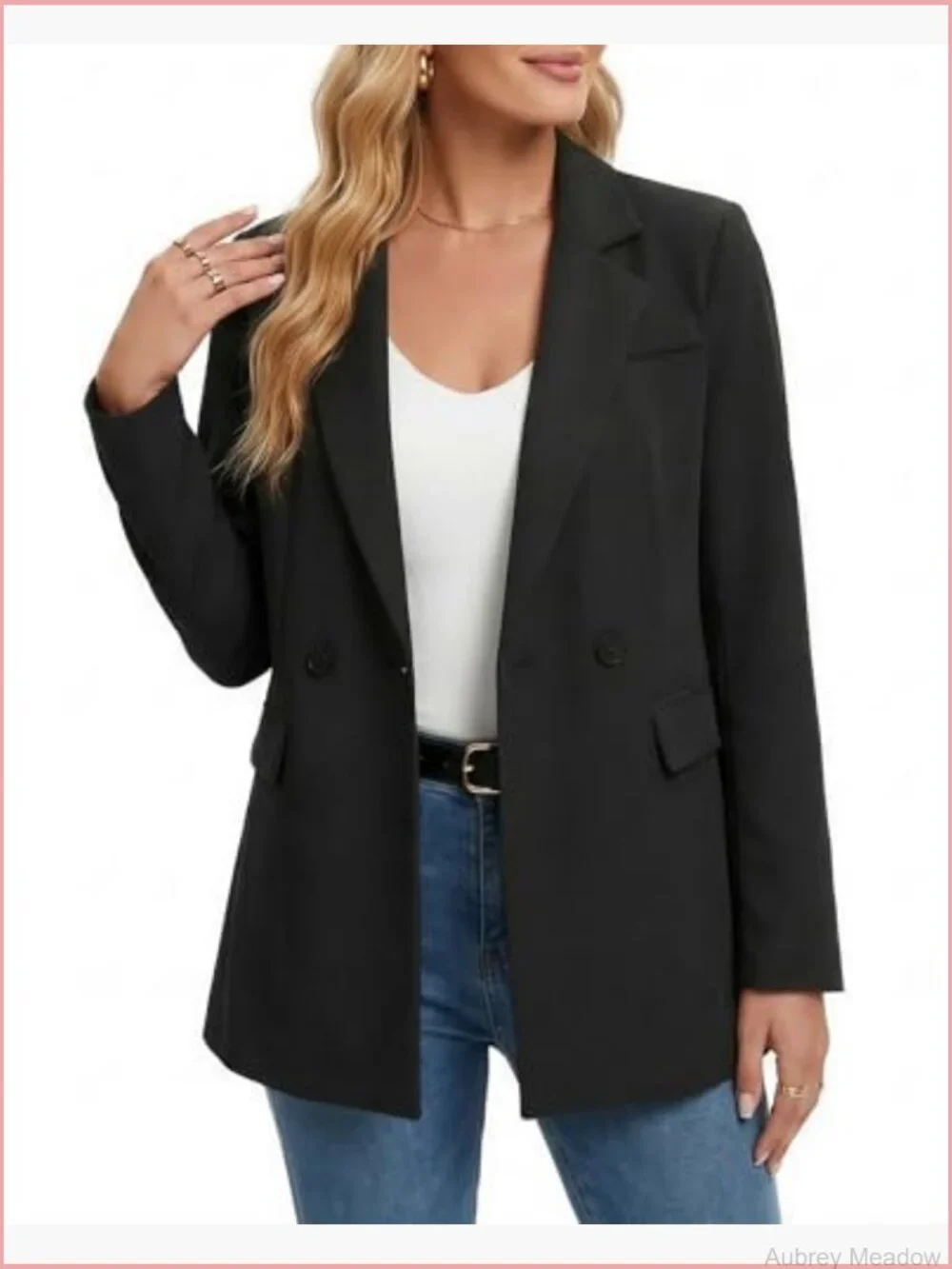 Double Breasted Blazer Suit Jacket Work Office Business Casual Lapel Oversized